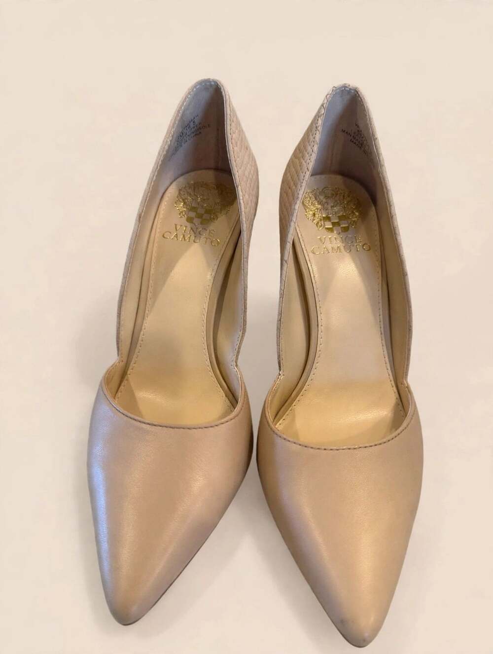 Vince Camuto Women's Nude Snake Embossed Pointed Toe Pumps 6.5